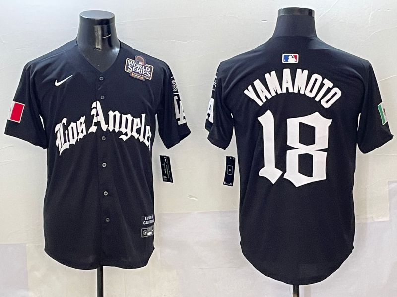 Men Los Angeles Dodgers #18 Yamamoto Black 5th Jointly Name 2026 Nike MLB Jersey style 07->seattle seahawks->NFL Jersey
